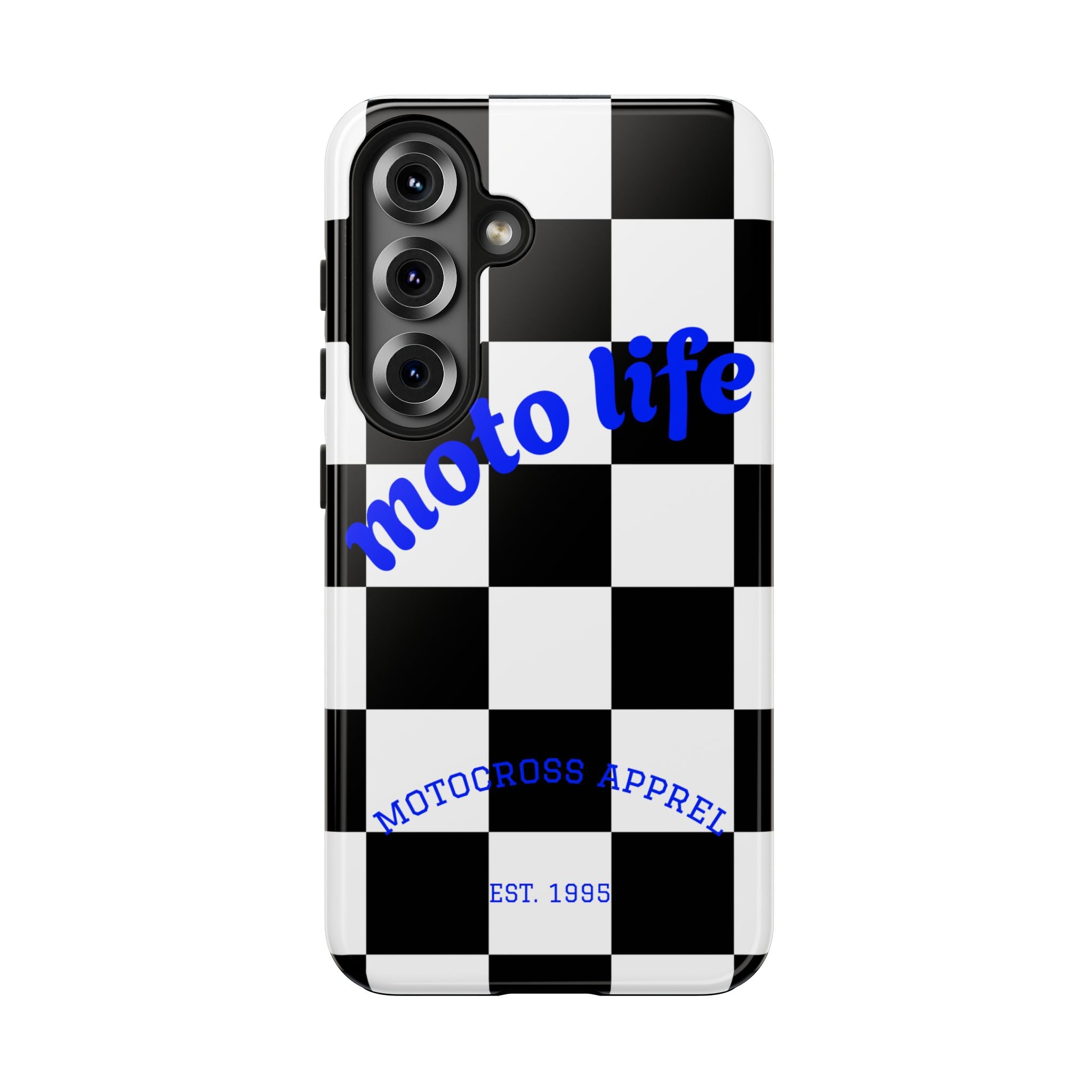 moto life checkered design Phone Case | motocross apparel, black white grid