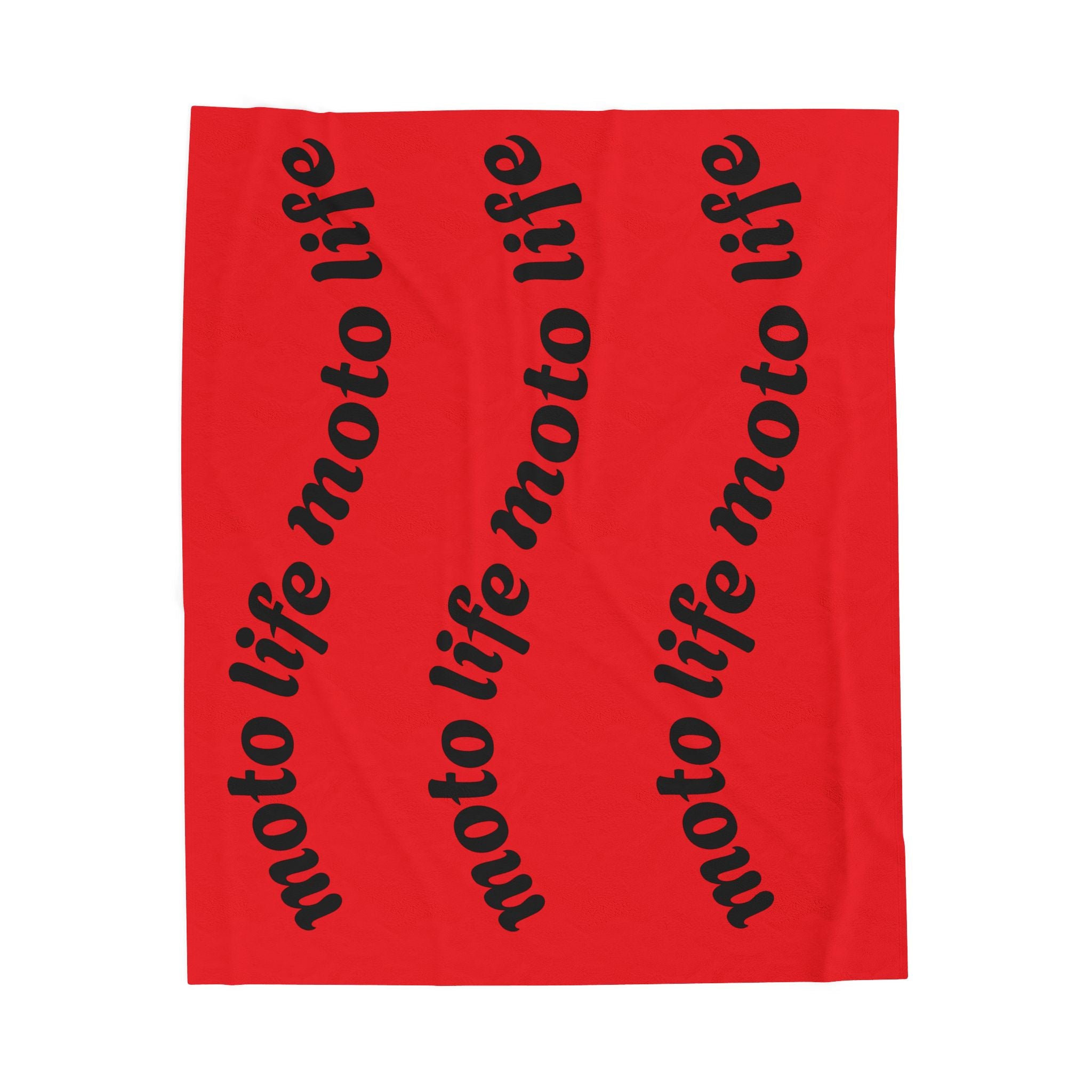 Plush Blanket — “moto life” Repeating Script Velveteen Throw