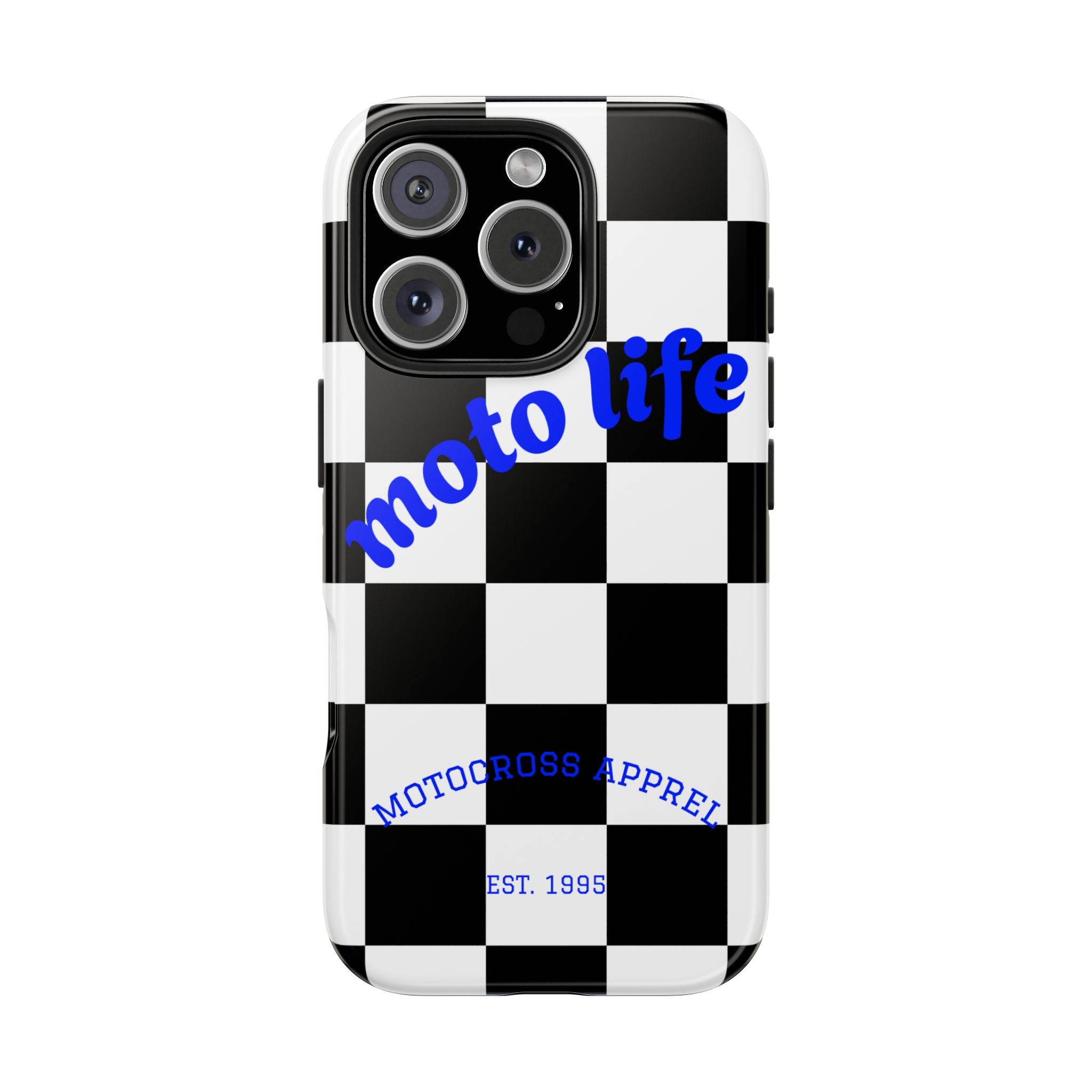 moto life checkered design Phone Case | motocross apparel, black white grid