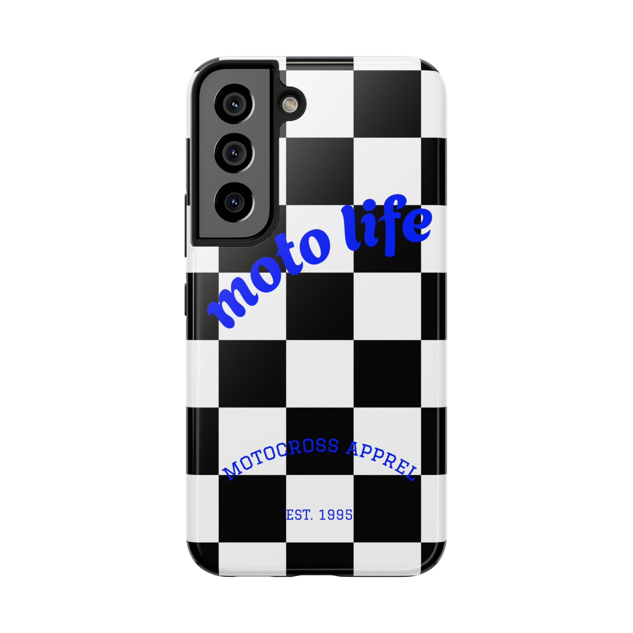 moto life checkered design Phone Case | motocross apparel, black white grid