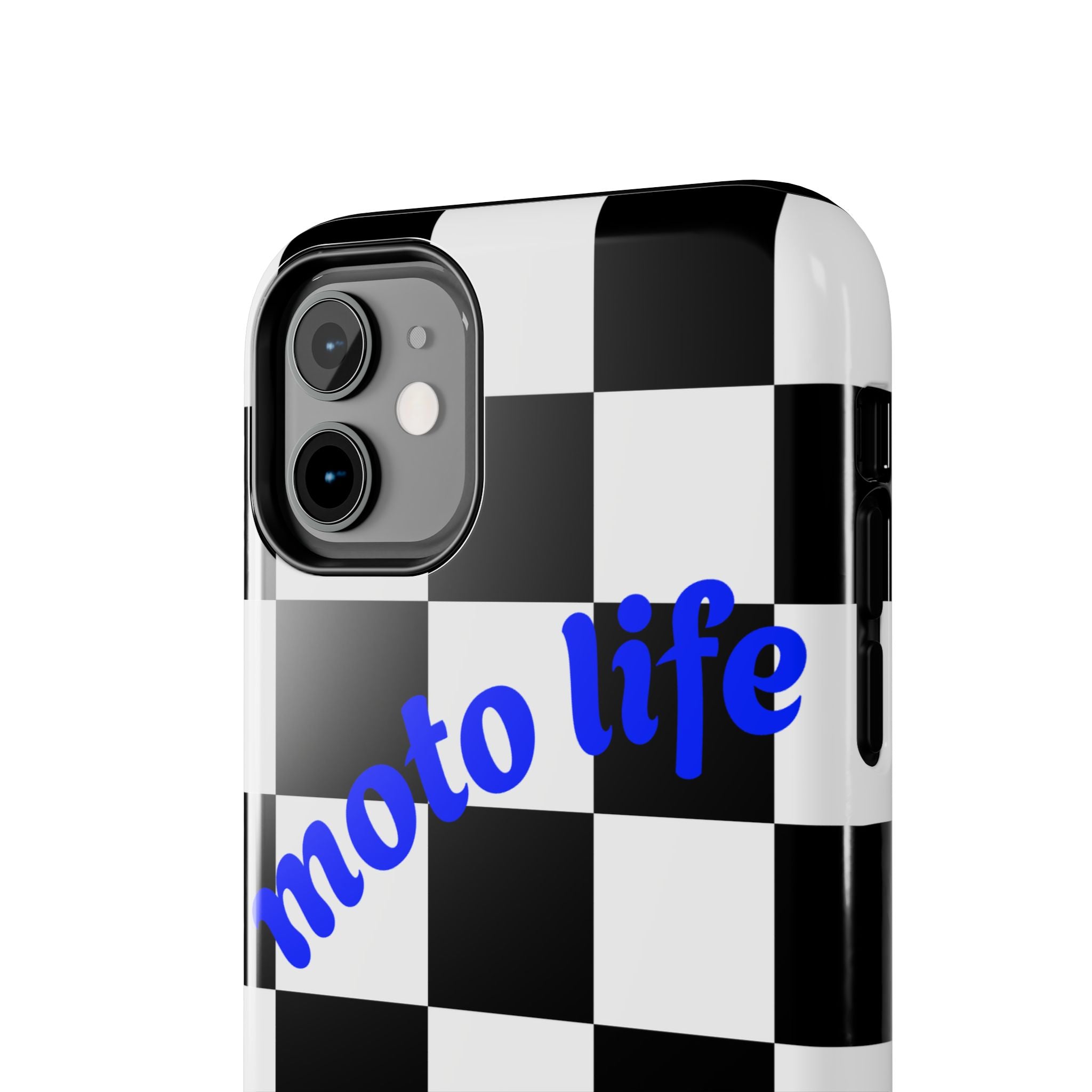 moto life checkered design Phone Case | motocross apparel, black white grid