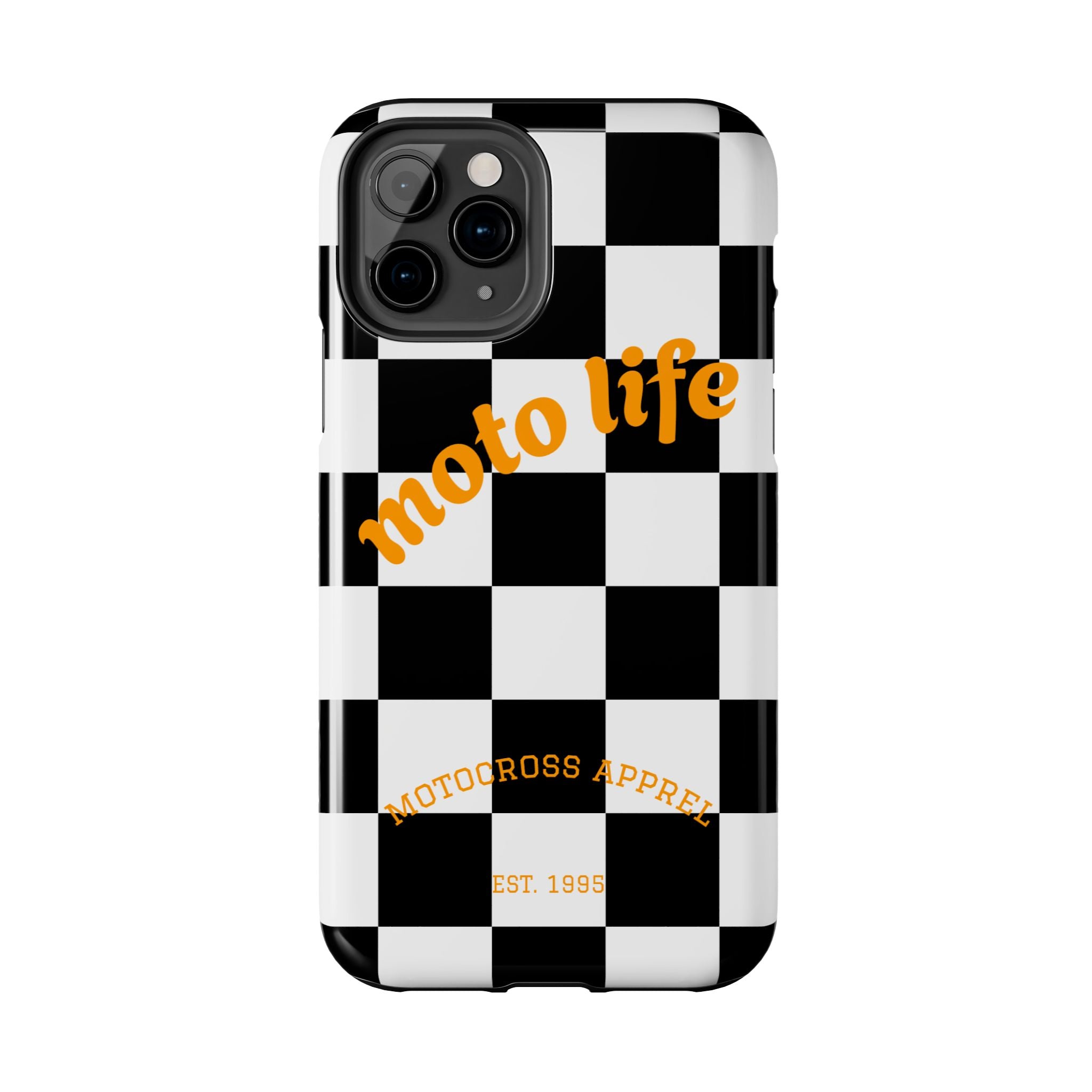 moto life checkered design Phone Case | motocross apparel, black white grid