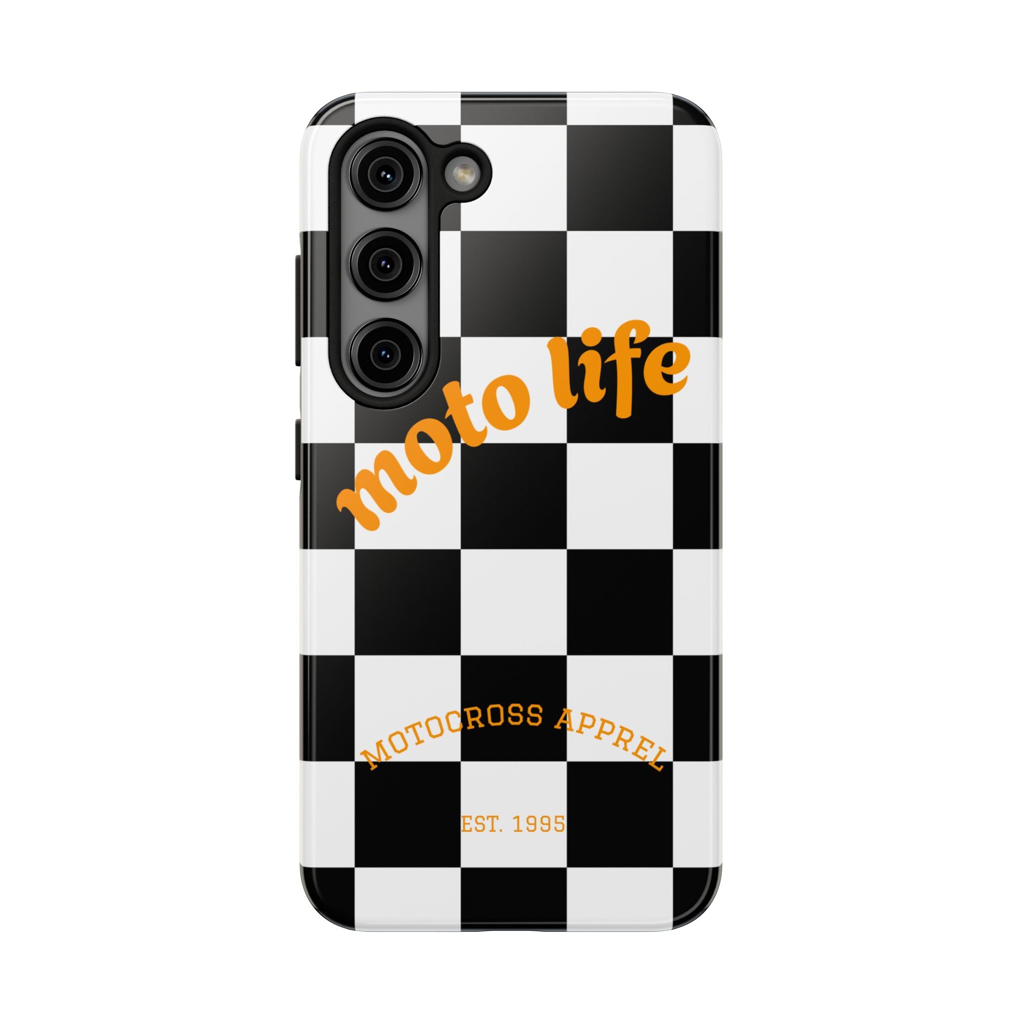 moto life checkered design Phone Case | motocross apparel, black white grid