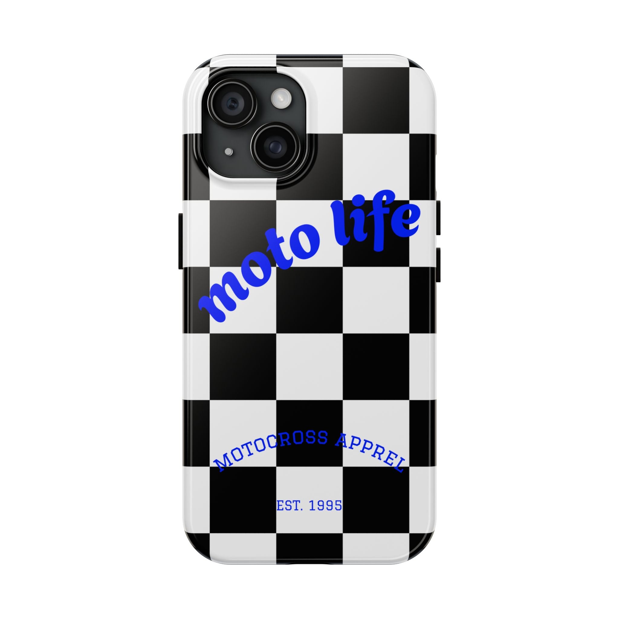 moto life checkered design Phone Case | motocross apparel, black white grid