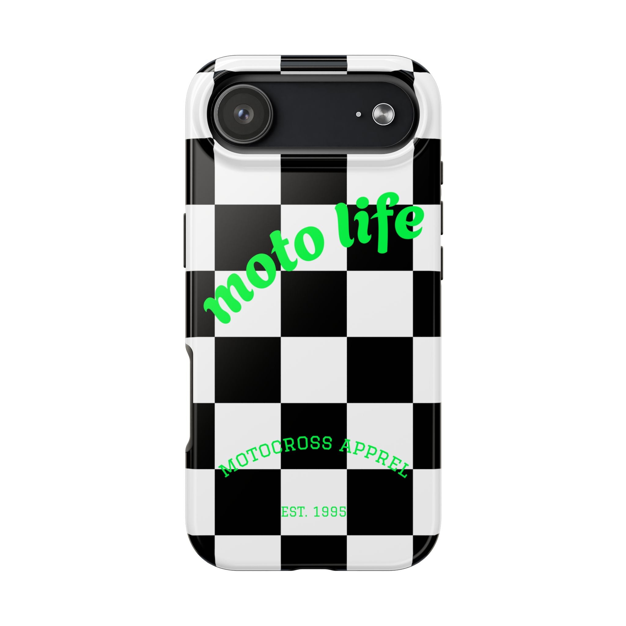 Copy of moto life checkered design Phone Case | motocross apparel, black white grid