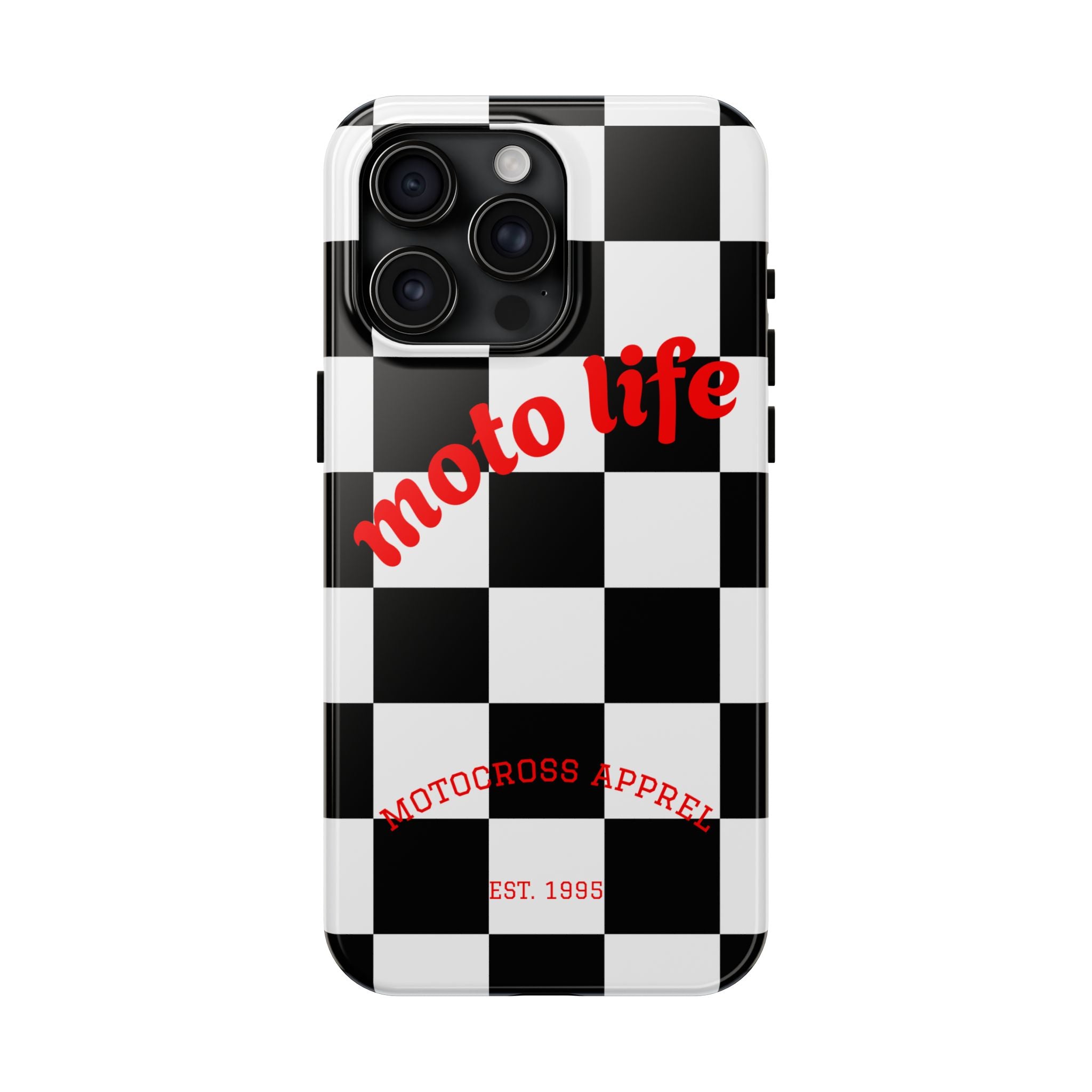 moto life checkered design Phone Case | motocross apparel, black white grid