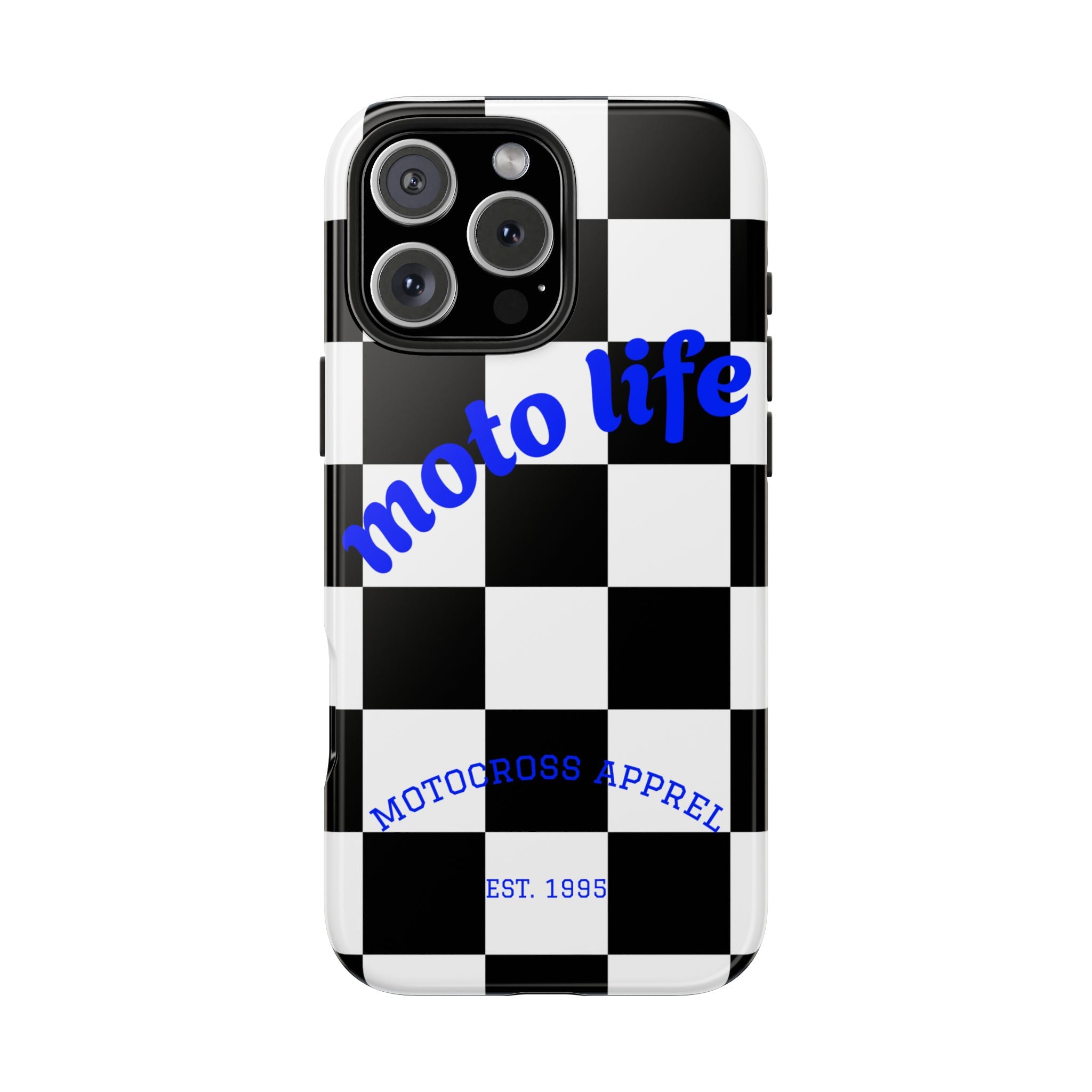 moto life checkered design Phone Case | motocross apparel, black white grid