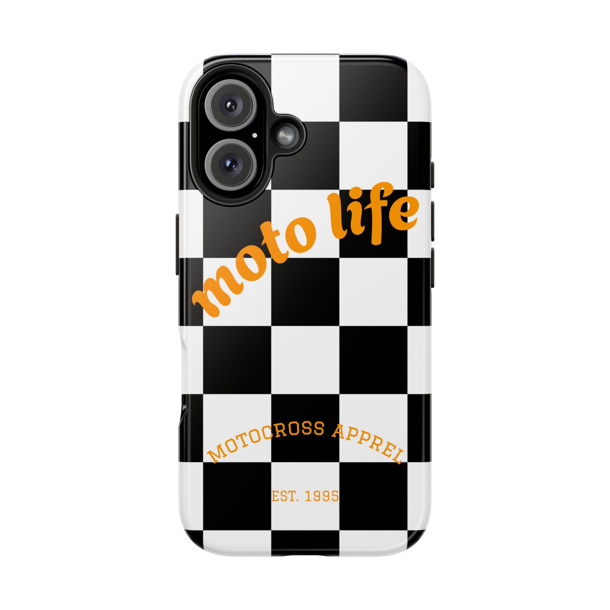 moto life checkered design Phone Case | motocross apparel, black white grid