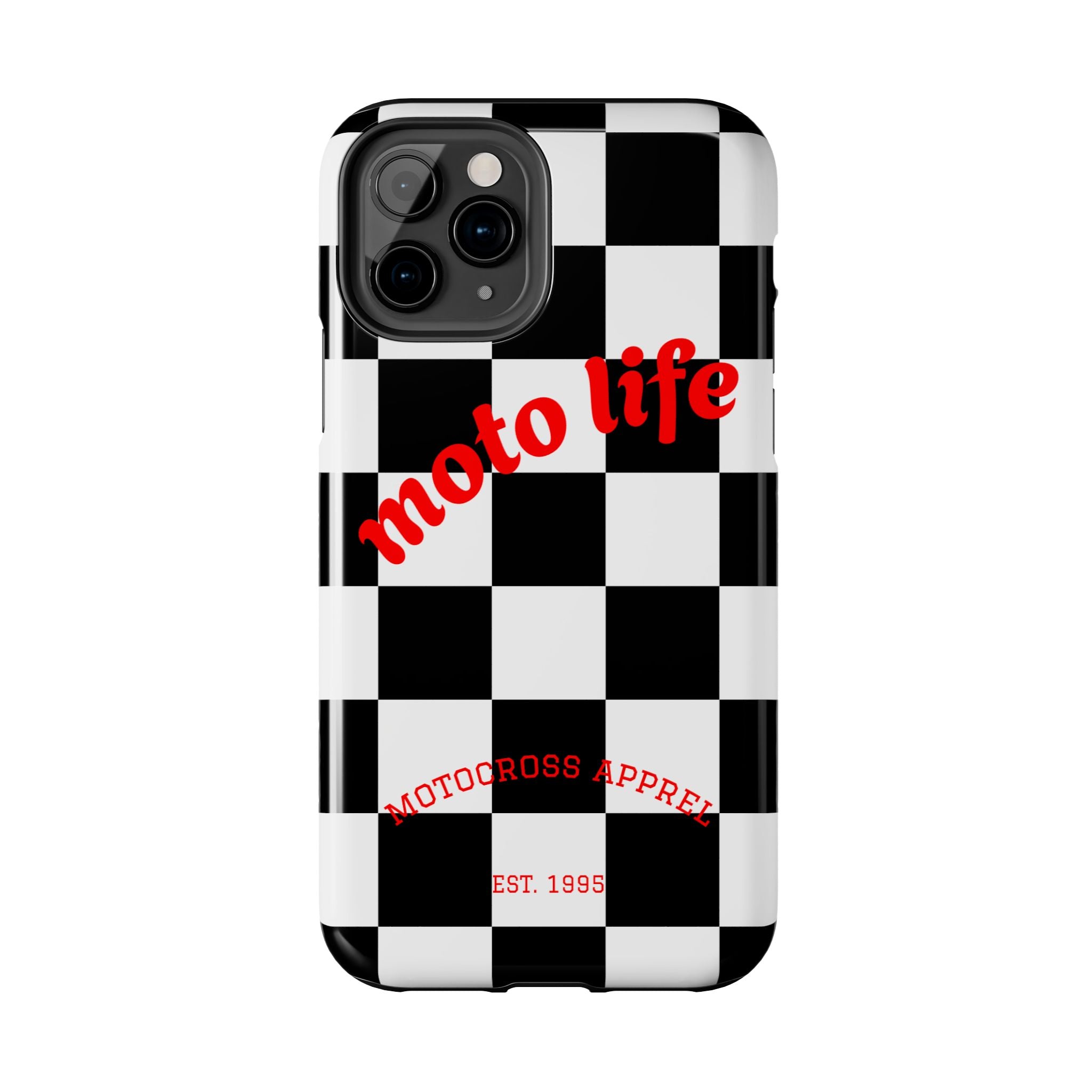 moto life checkered design Phone Case | motocross apparel, black white grid