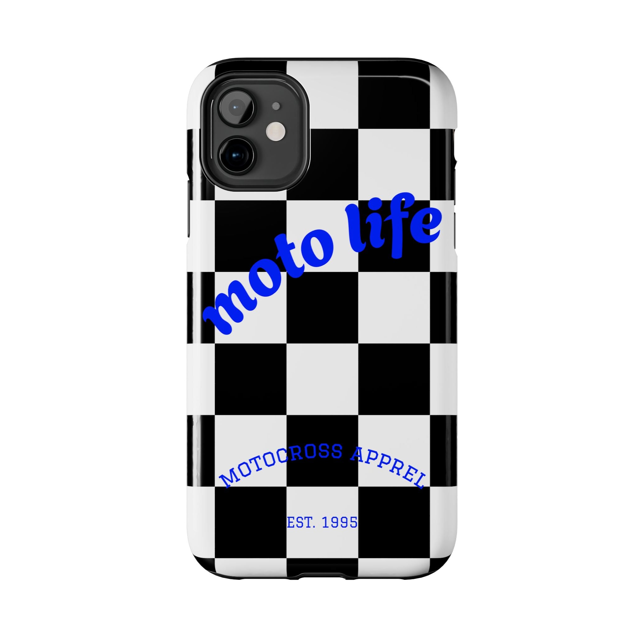 moto life checkered design Phone Case | motocross apparel, black white grid
