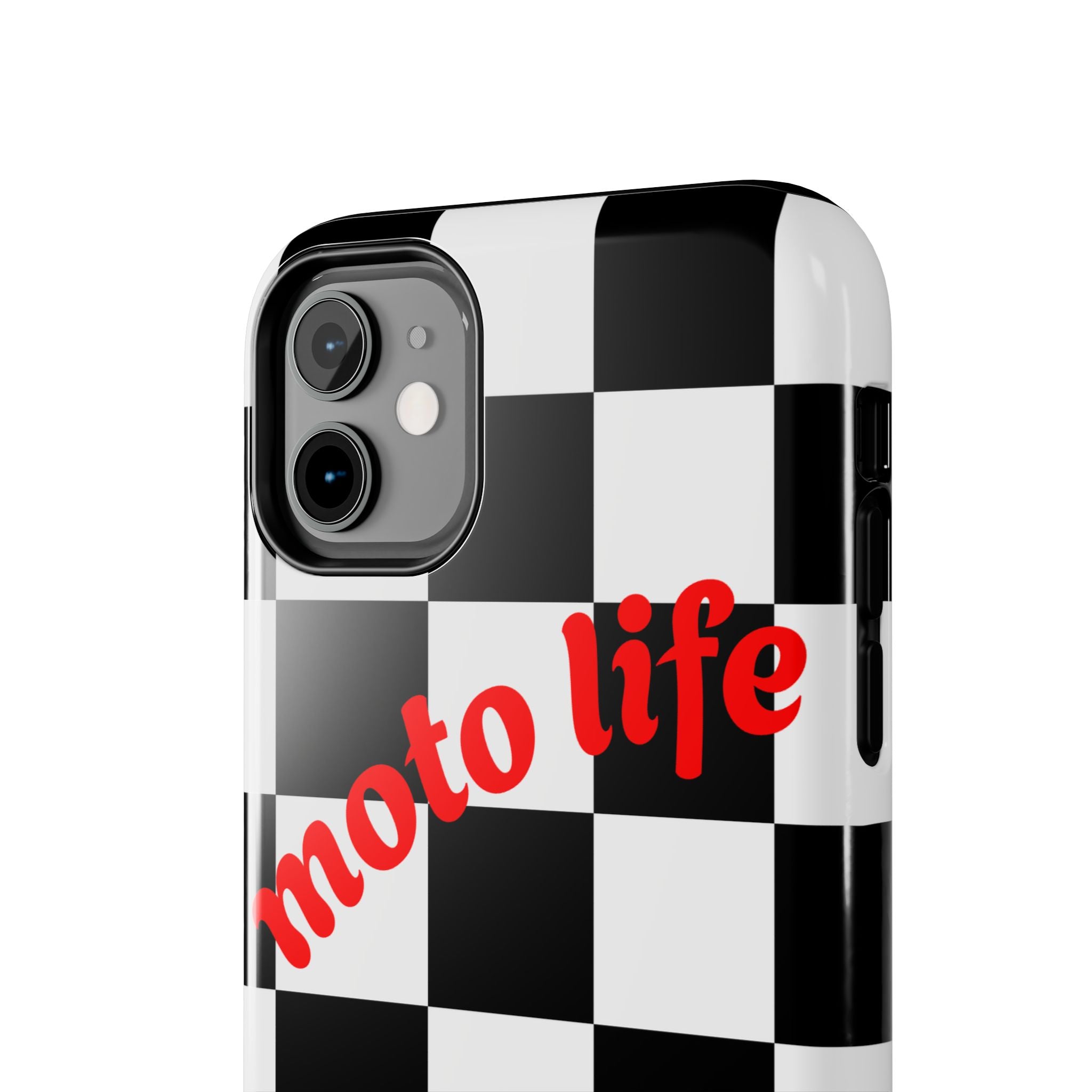 moto life checkered design Phone Case | motocross apparel, black white grid