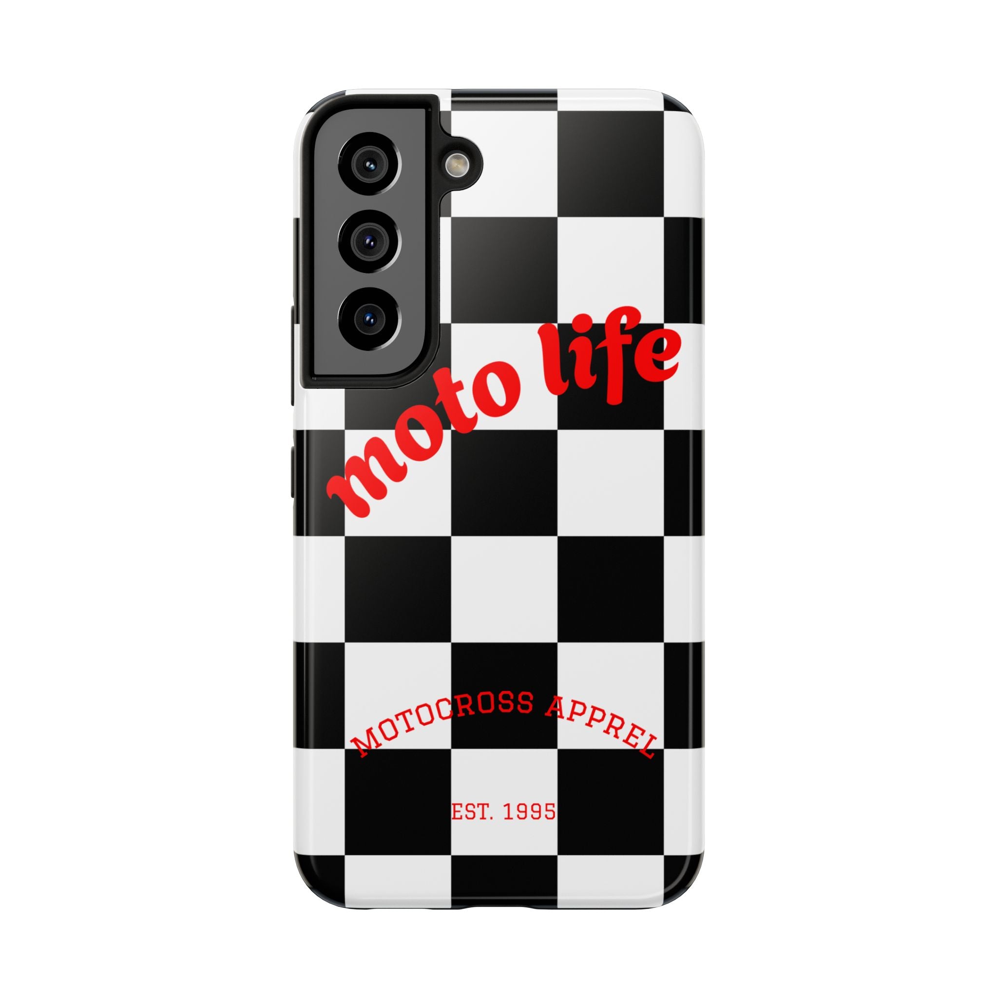 moto life checkered design Phone Case | motocross apparel, black white grid
