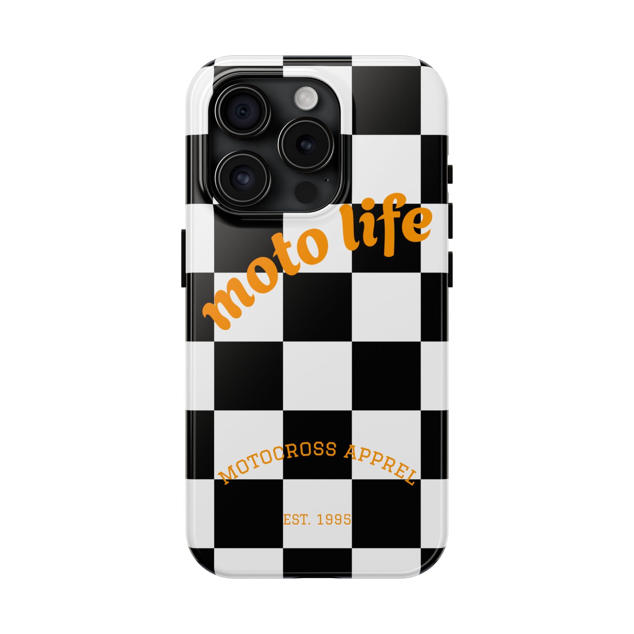 moto life checkered design Phone Case | motocross apparel, black white grid