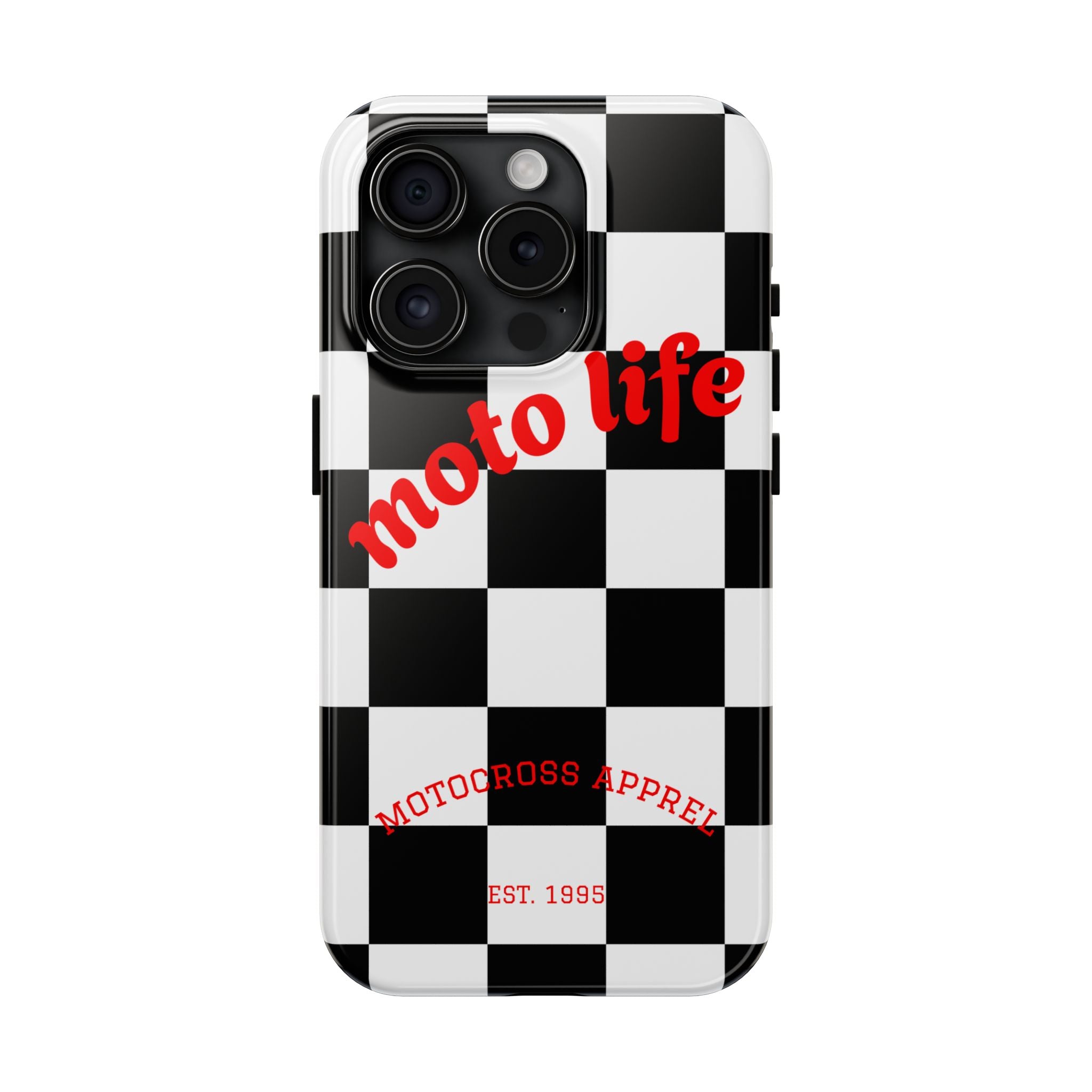 moto life checkered design Phone Case | motocross apparel, black white grid