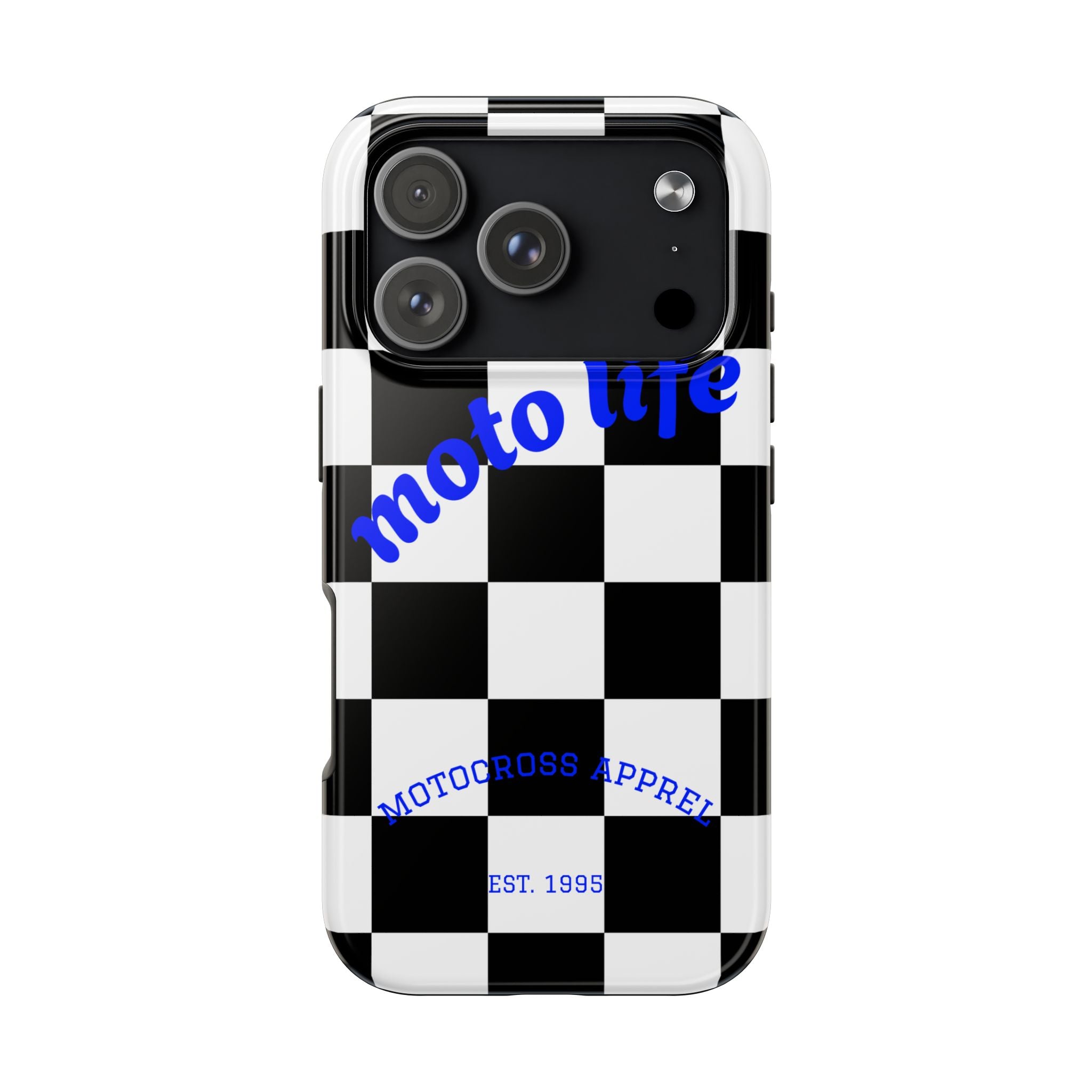 moto life checkered design Phone Case | motocross apparel, black white grid