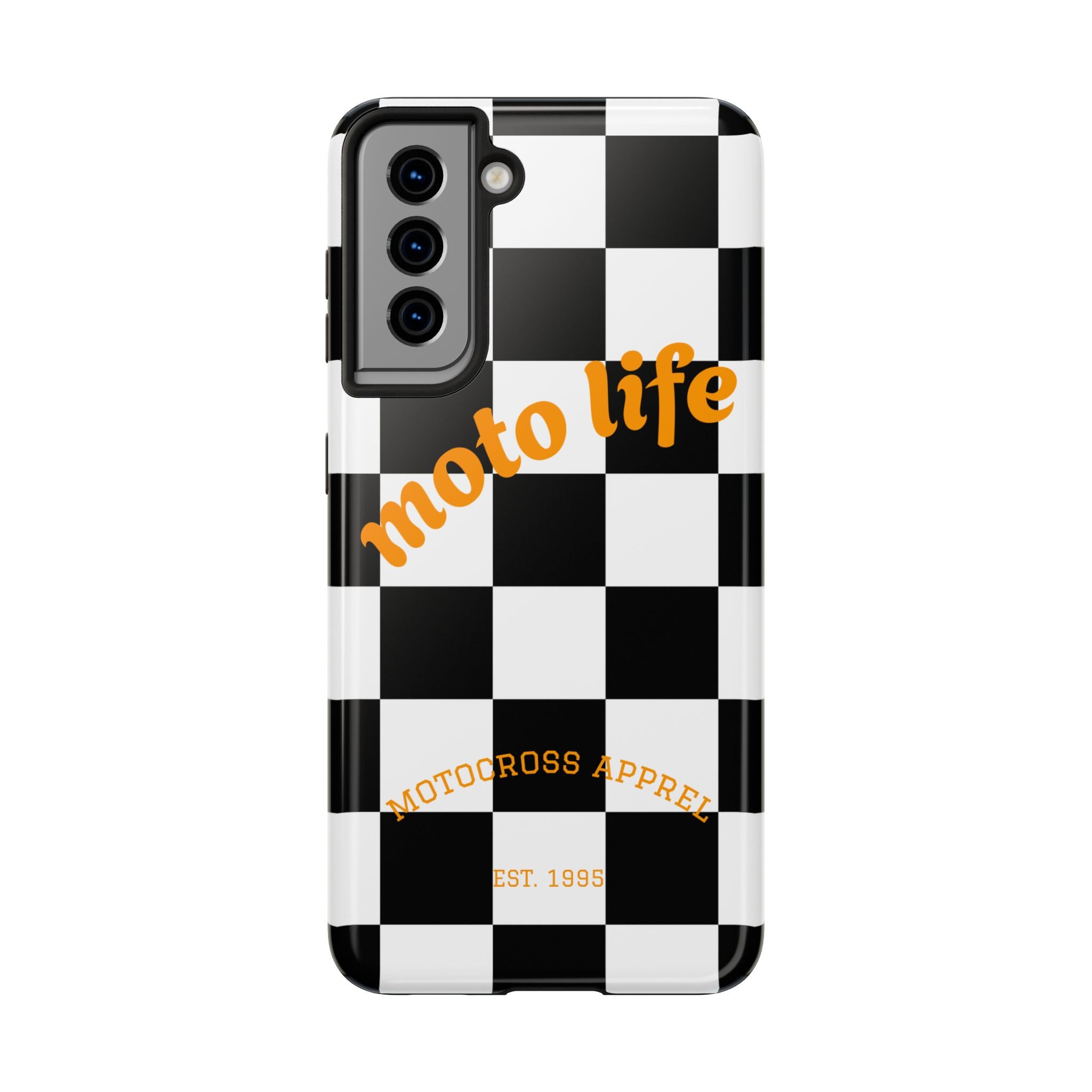 moto life checkered design Phone Case | motocross apparel, black white grid
