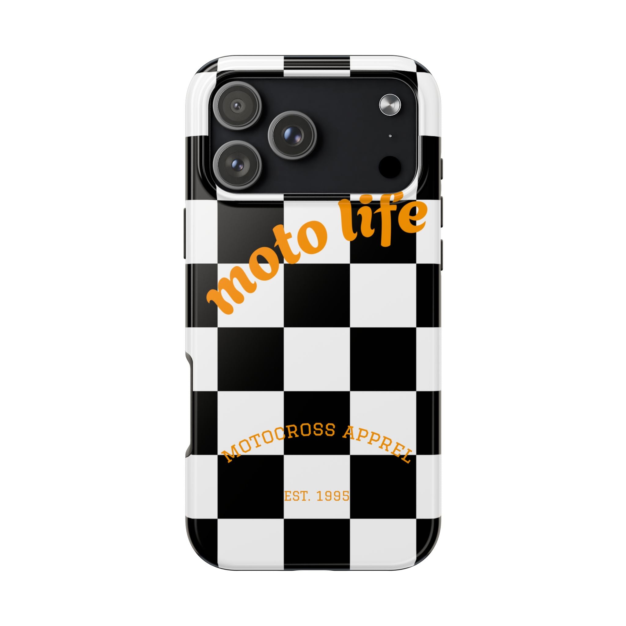 moto life checkered design Phone Case | motocross apparel, black white grid