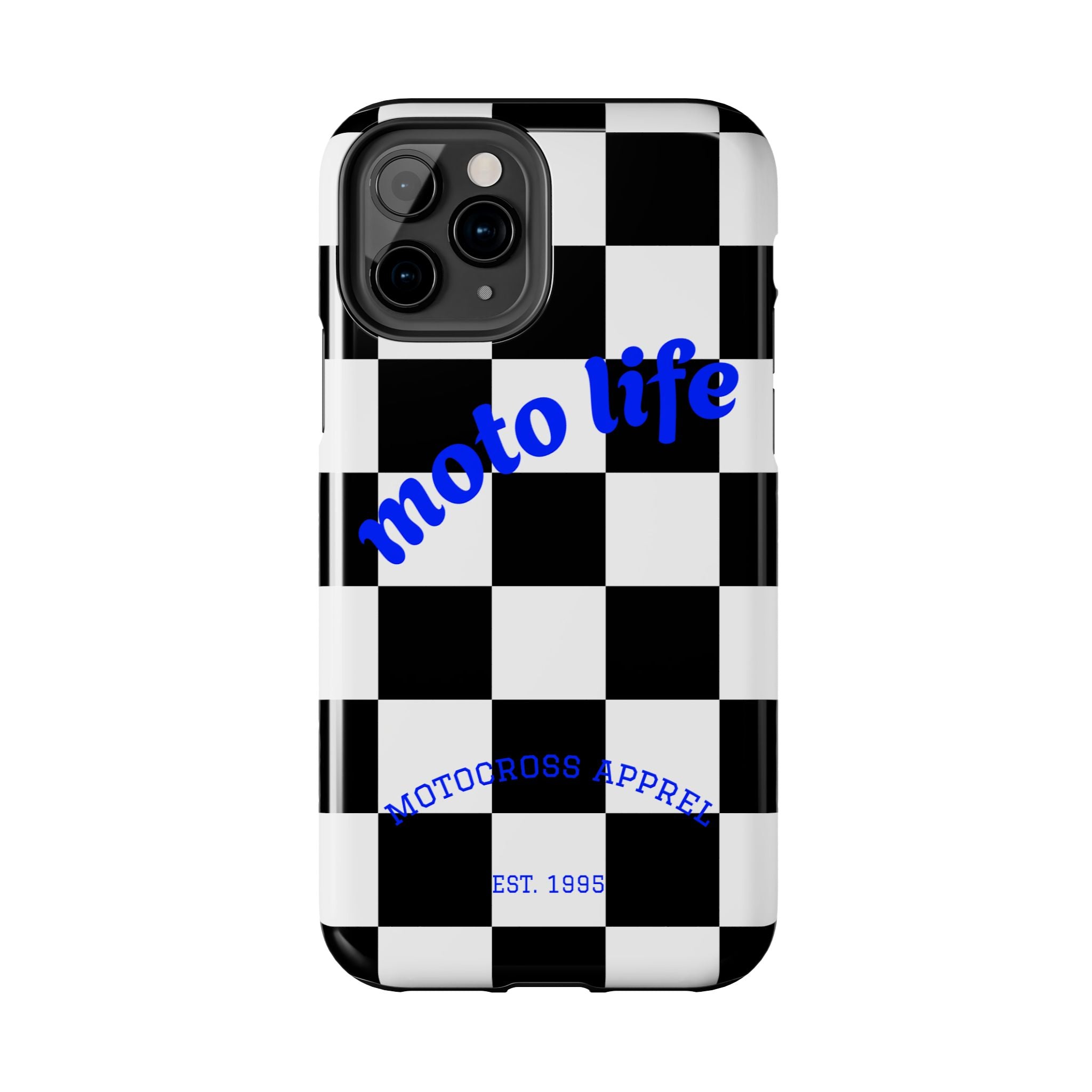 moto life checkered design Phone Case | motocross apparel, black white grid