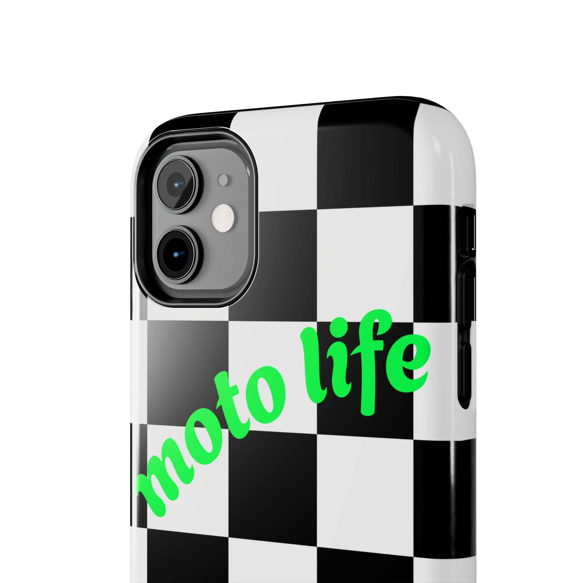 Copy of moto life checkered design Phone Case | motocross apparel, black white grid