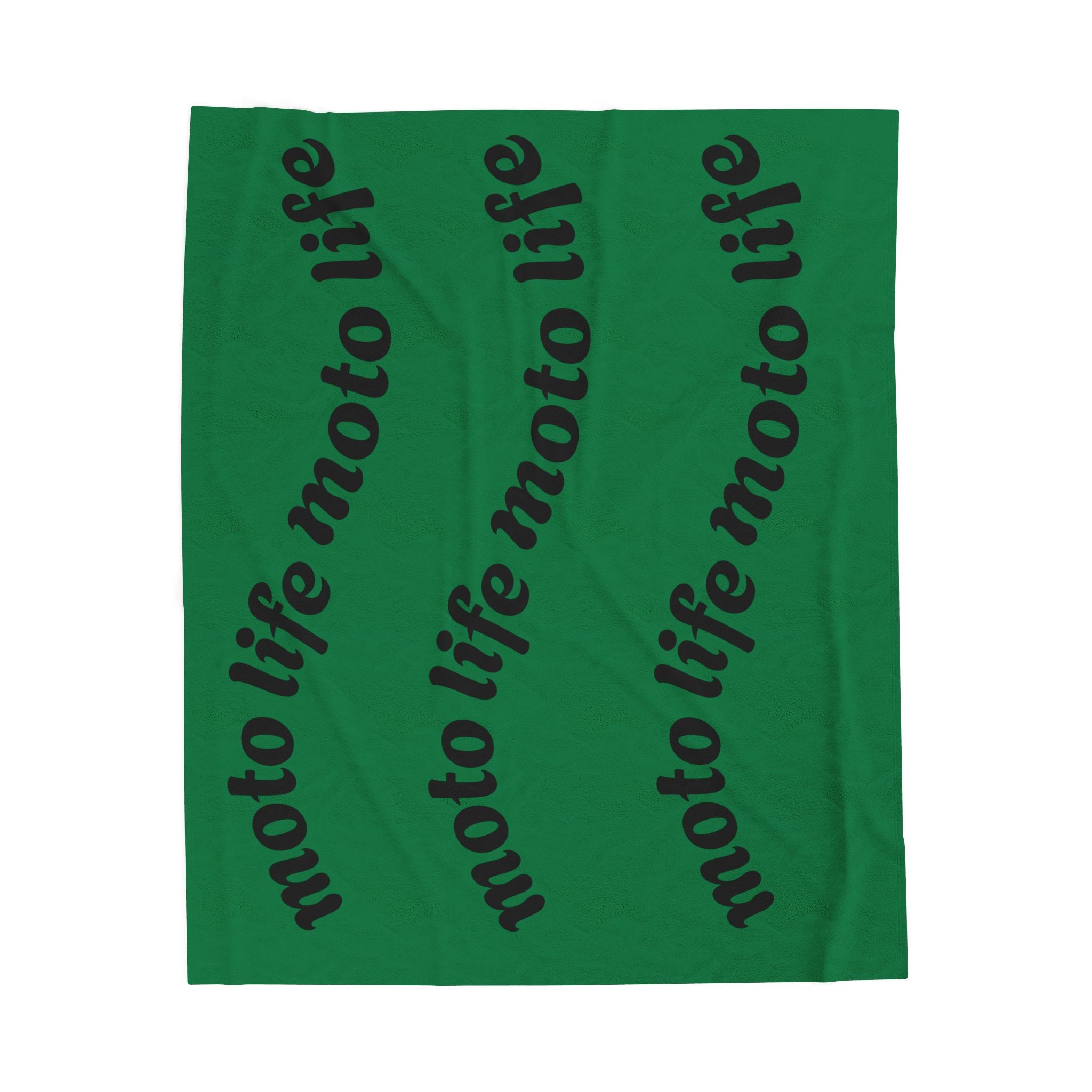 Plush Blanket — “moto life” Repeating Script Velveteen Throw